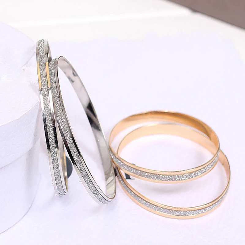 

1 Pc Alloy 6.5cm Luxury Women's Frosted Round Bracelet Double Wire Bracelet Jewellery Fashion Jewellery