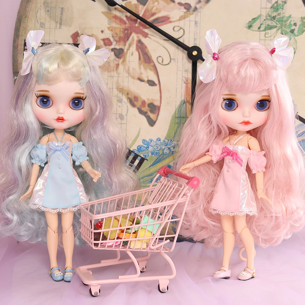 Платье для куклы ICY DBS Blyth 1/6 bjd розовое и синее с юбкой комплект заколок Licca азон