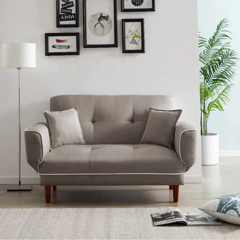 

Расслабляющий диван-кровать с 2 подушками, серый тканевый диван-кровать из искусственной серой ткани [в наличии в США]