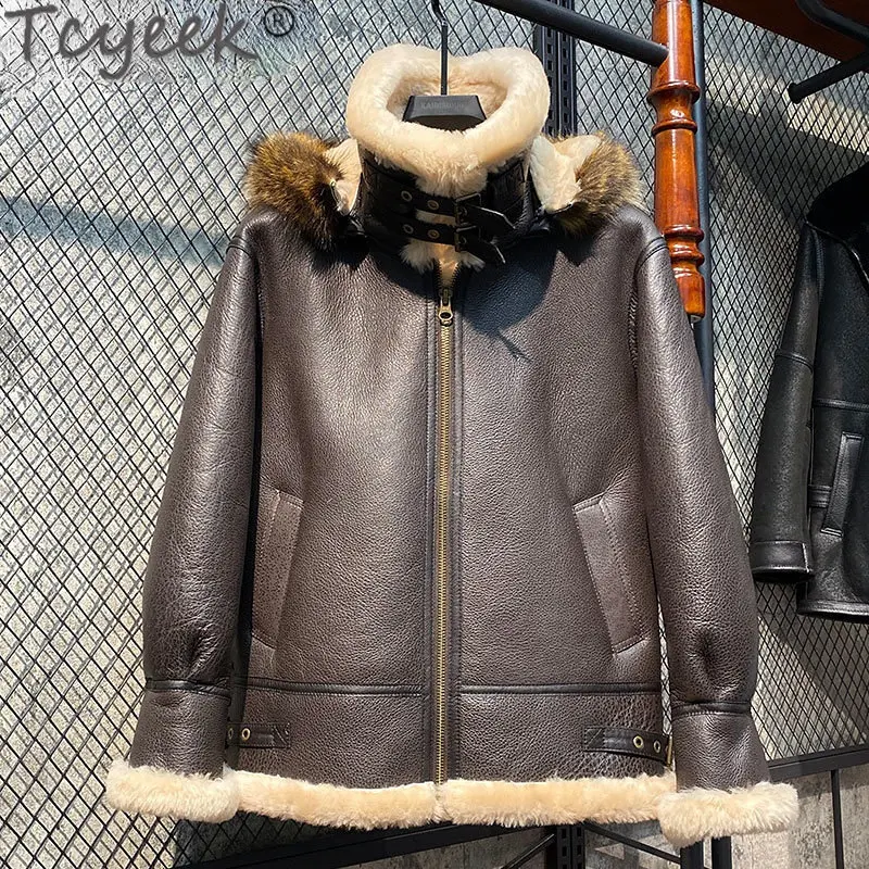 

Tcyeek Men’s Jacket Thick Winter Coat Men's Genuine Leather Sheepskin Original Real Fur Coat Male Casaco De Pele Masculino FCY