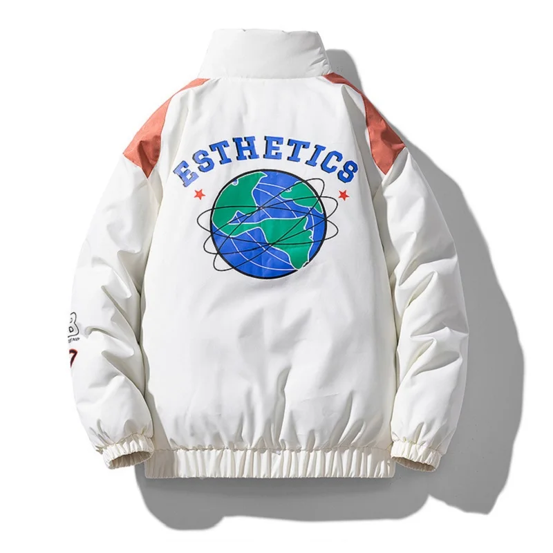 2022 Men's Fashion Color Blocking Thickened Warm Stand Collar Cotton Suit Japanese Loose Winter Coat Plus Size Jackets