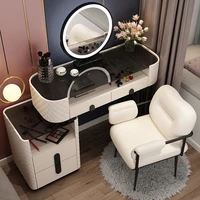 light luxury italian dressing table storage cabinet integrated makeup table glass simple vanity table with led miirror drawers