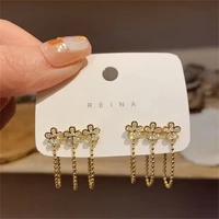 korean earings fashion exquisite zircon flower tassel spring and summer earrings for womens jewelry wedding gifts