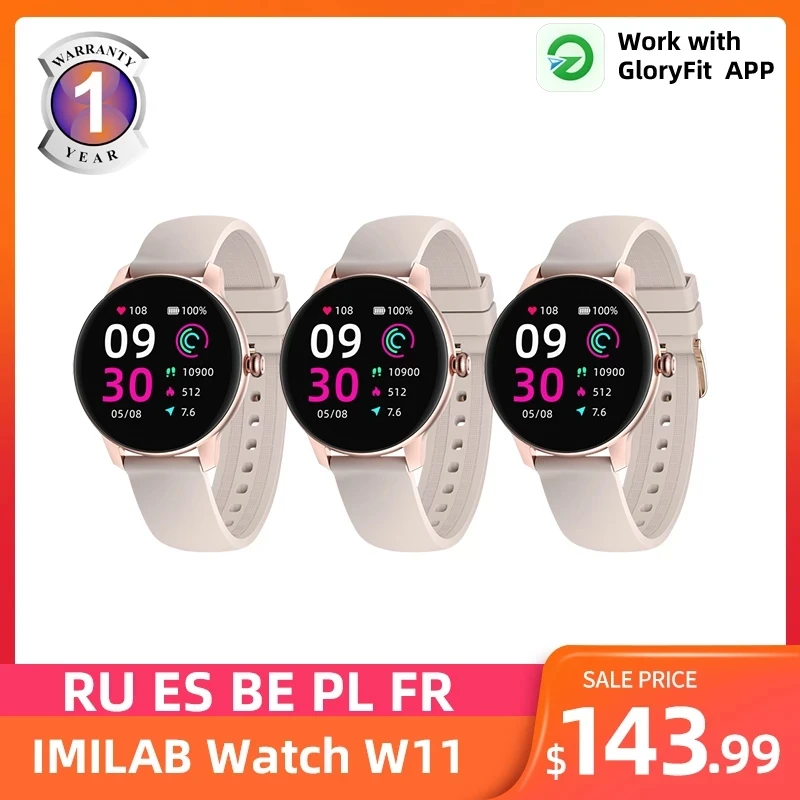 

Imilab Smart Watch W11 Bluetooth 5.0 SmartWatch Heart Rate Sports Fitness Tracker Blood Oxygen Monitoring For Women 3PCS