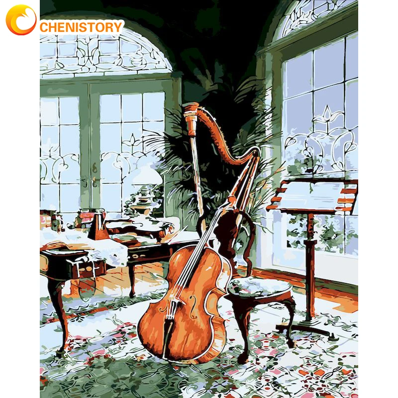 

CHENISTORY Diy Frame Oil Painting By Numbers For Adults Cello Pictures By Number Still Lifes Unique Gift For Home Wall Art Decor