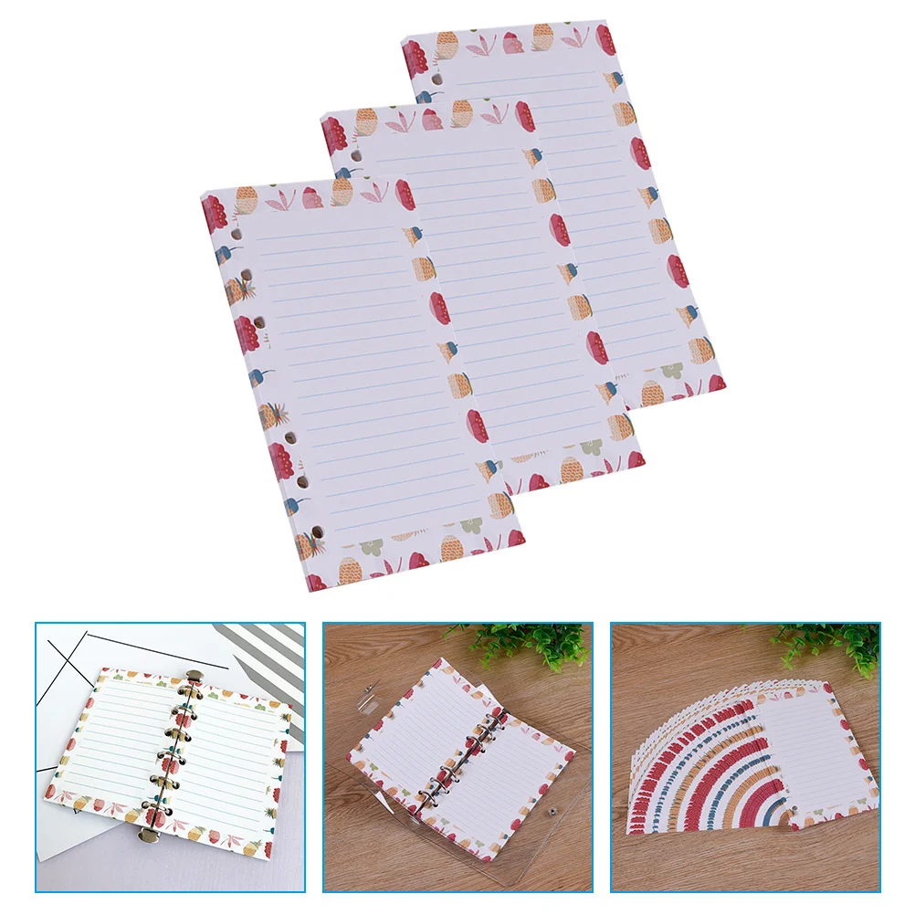 

3 Books Loose Leaf Notebook Inner Refill Punched Paper Binder Lining Planner Pages Filler Notepad Replacement Refills