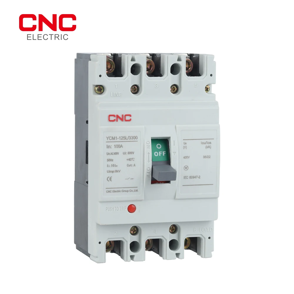 CNC YCM1-125L 3P 100A Plastic Molded Case Circuit Breaker MCCB 8kA Short-circuit Breaking Capacity Distribution Apparatus |