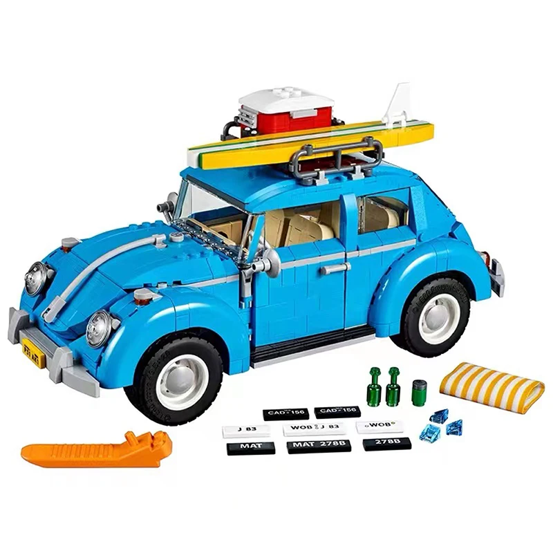 

1167pcs DIY Technical Blue Beetle Camper Car Building Blocks Vehicle Model Toys Bricks Ideas MOC 10252 Set For Kids Adults Gifts