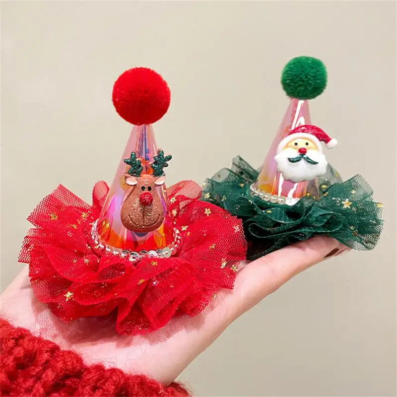 Up Christmas Cap With Lights Santa Claus Korean Hair Accessories Glow Children Clip Antler Headband Hat Hairpin