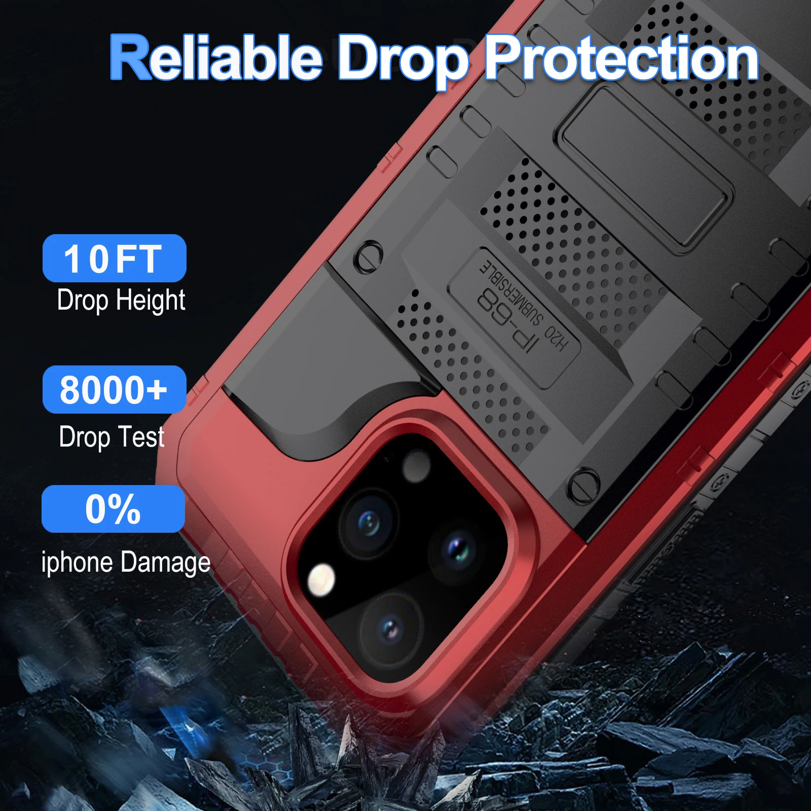 Armor 360 Heavy Duty Metal Protection Case lP68 Waterproof Shockproof Cover for Apple iPhone 15 Pro Max Plus
