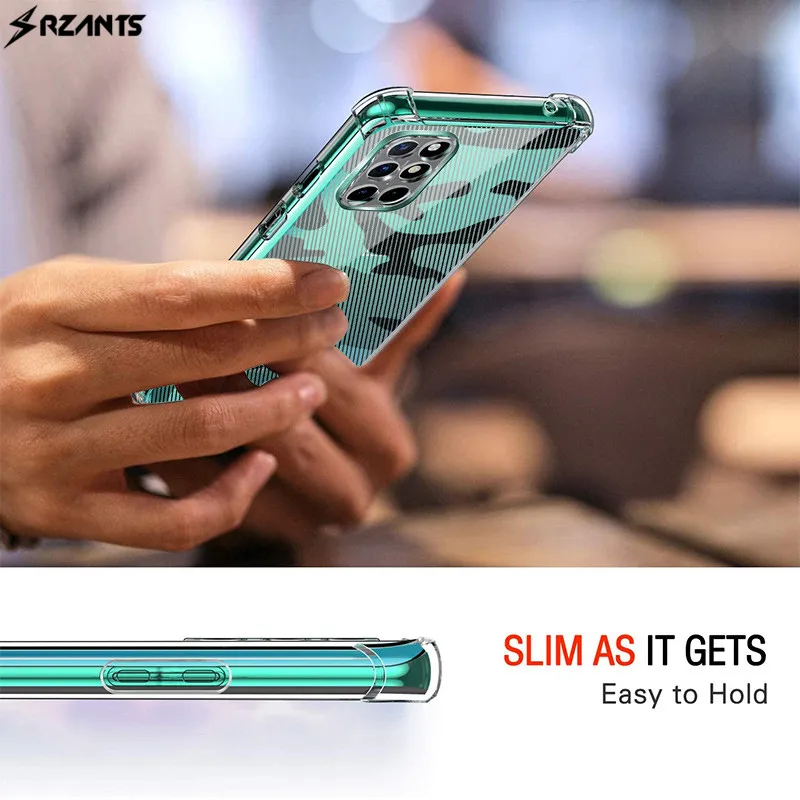 

Rzants case for OnePlus 8T 9R Four Cornor Strong Shockproof Half Clear Camouflage Cover