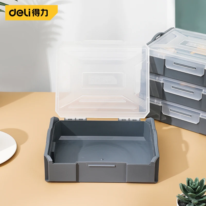 Deli 1-9 Grids 230x180x60mm Tools Boxes Adjustable Baffle Plate Design Plastic Storage Case Multifunction Tools Organizer Box