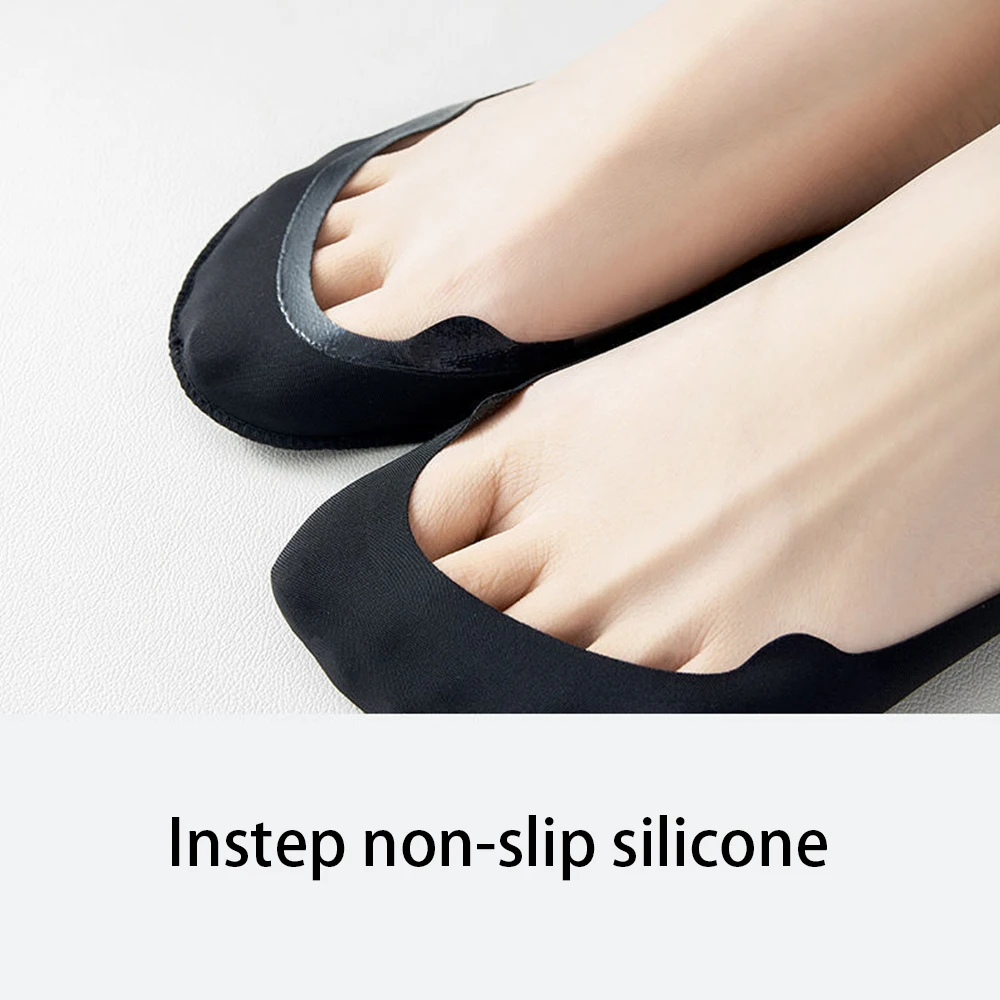 5Pairs Silicone Non-slip Invisible Socks Women Ice Silk Ankle Boat Socks Thin Solid Color Casual Breathable No Show Socks Gift