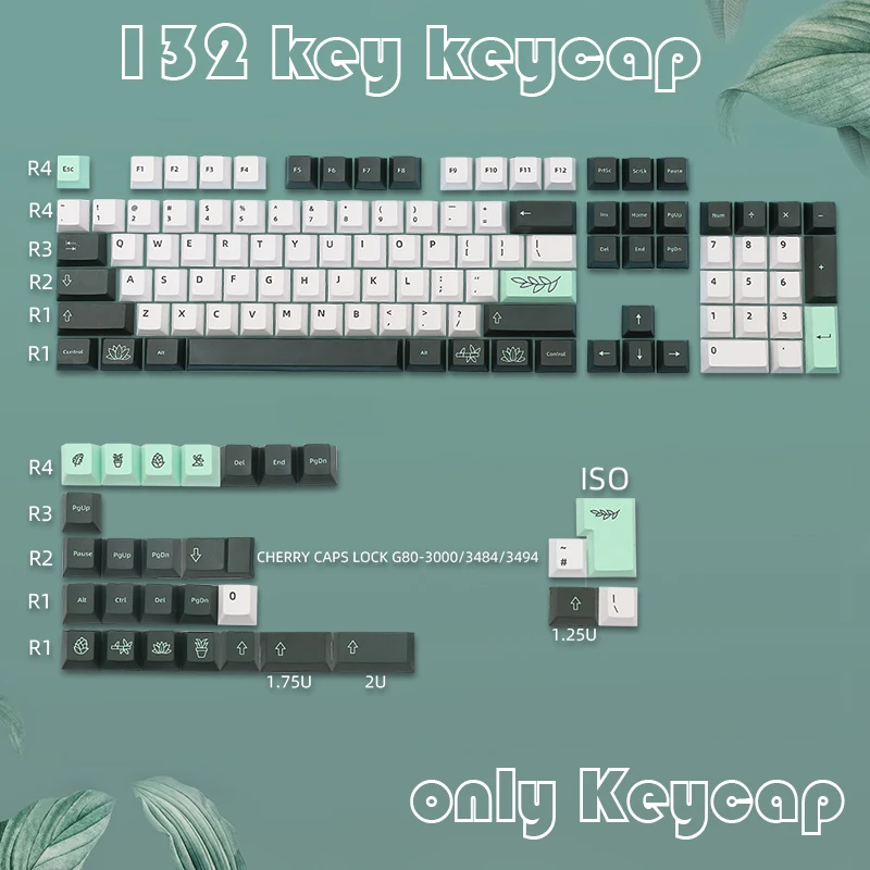 

Botanical Keycaps Cherry Profile Dye Sub PBT Keycap For GMK Cherry MX Switch 61/64/68/87/96/980/104/108 Mechanical Keyboard