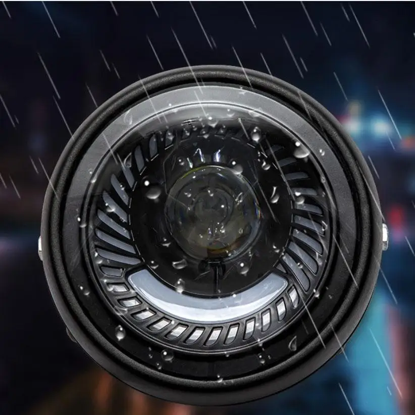 

1PC Motorcycle 6.5 Inch Turbine Headlight Retro off-road round high Low Beam Headlamp Daytime Running Light Modified Parts