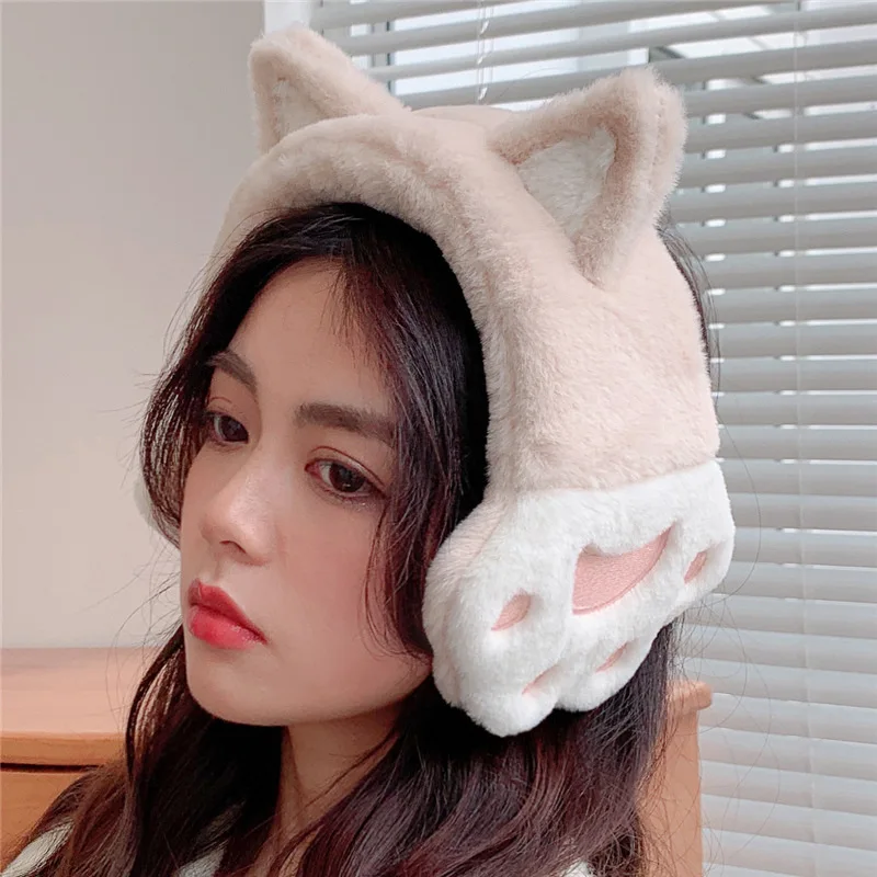

Женские теплые наушники кошка, зимние милые кошачьи уши, кошачьи когти, имитация меха норки, защита ушей, артефакт, утолщенный
