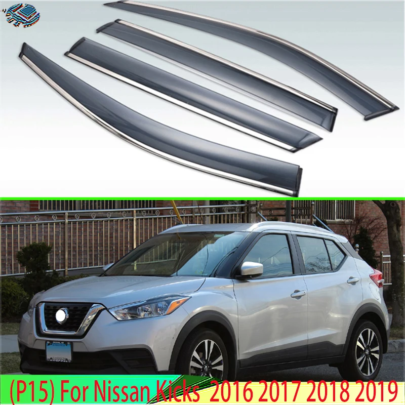 

(P15) для Nissan Kicks 2016 2017 2018 2019 Автомобильные Боковые окна ветровые дефлекторы затемненные солнцезащитные козырьки аксессуары 4 шт.