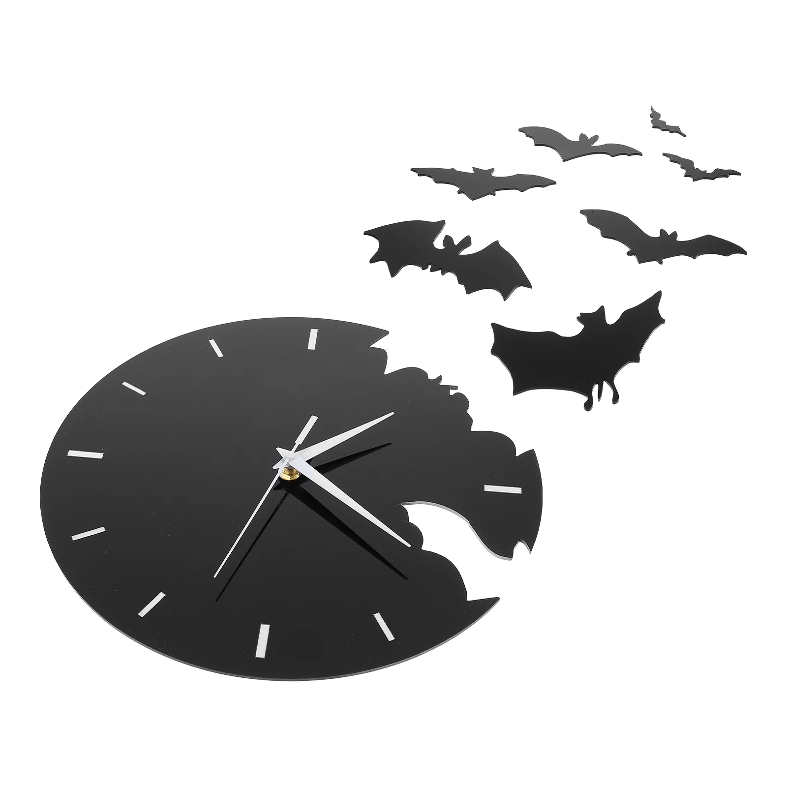 

Clock Wall Bat Hanging Clocks Acrylic Decor Decorative Black Non Ticking Roomoperated Livingsticker3D Home Silent Mute