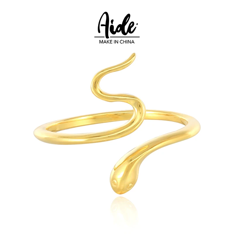 

Aide Minimalist Snake Ring 14K 10K 18K Sterling Gold Unisex Open Ring Versatile Statement Ring 925 Sterling Silver Elegant Ring