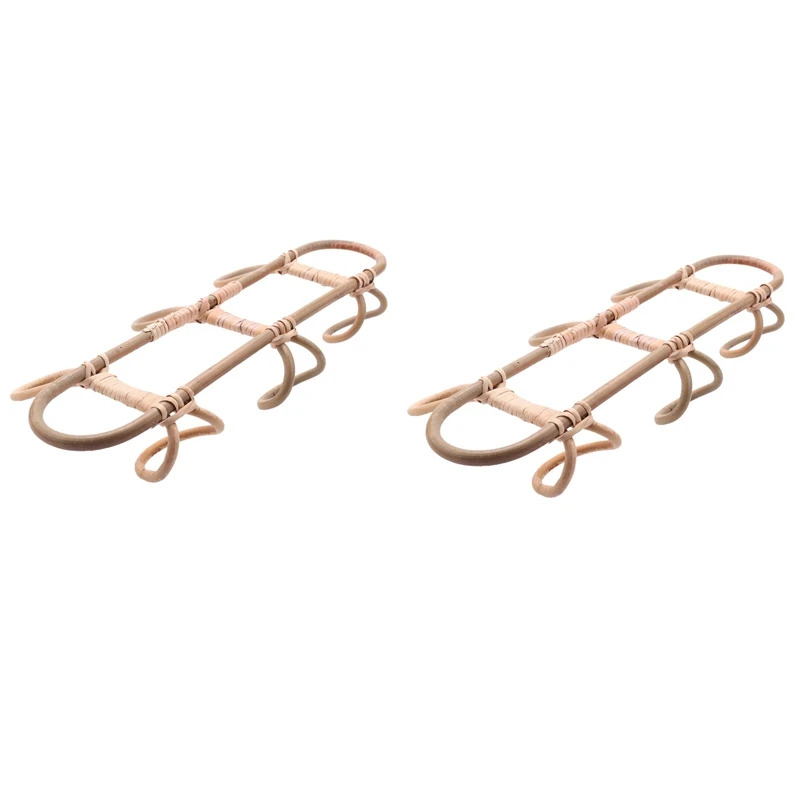 

2X Rattan Wall Hooks Kids Garments Organizer Rack Clothes Hat Hanging Hook Rattan Hanger Kids Room Decor Hanger