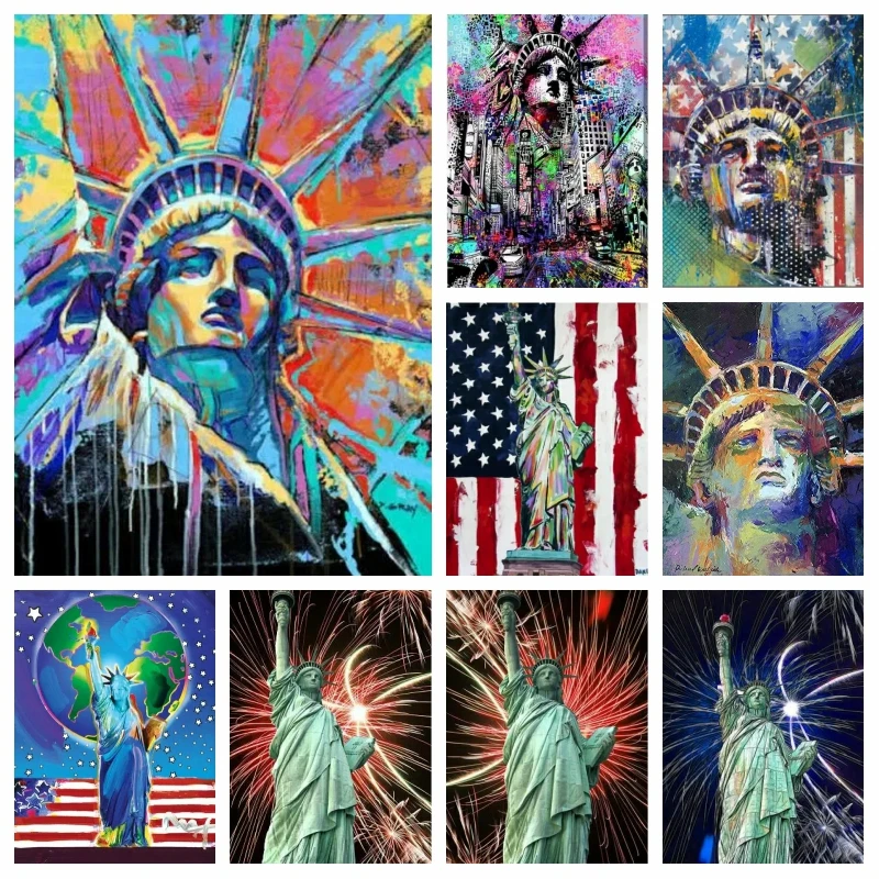 Famous Tourist Attraction Statue Of Liberty Diamond Painting New York Scenery Diamond Mosaic Cross Stich Embroidery Home Decor
