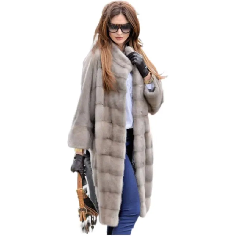 

Real Mink Fur Long Coat All Natural Full Pelt Overcoat Women Real Mink Fur Jacket Ladies Genuine Warm Elegant Outer Clothing