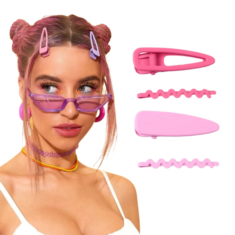 

Cute Solid Color Wave-shaped Hair Clip Set 4pcs Colorful Hairpin Candy Color Hair Accessories Women Girls Headwear Decoration
