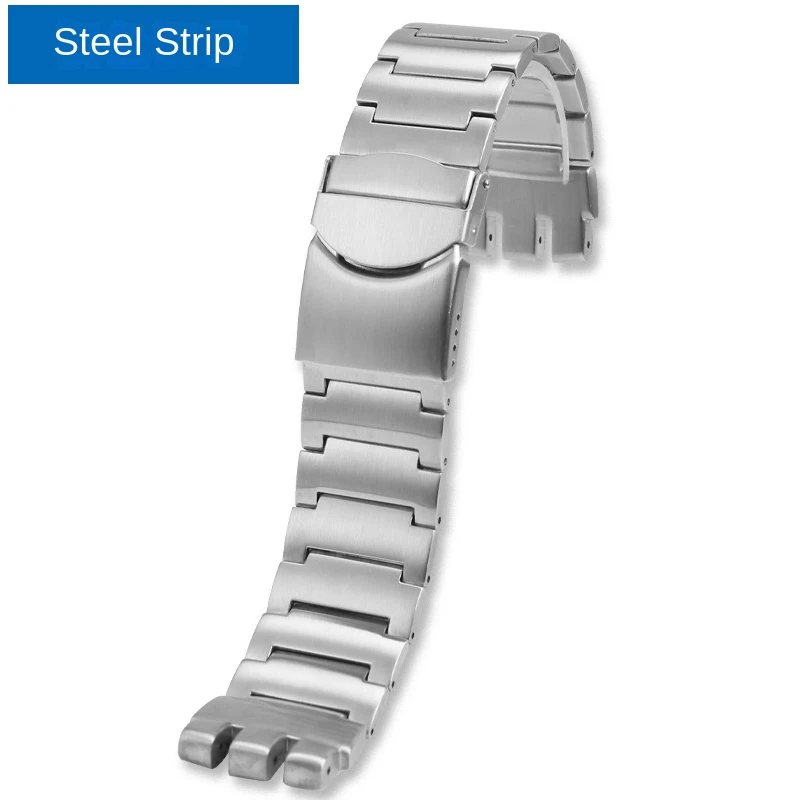 Фото Ремешок для часов Swatch из нержавеющей стали YOS440 yos449 yos401G YOS447 YOS448 ремешок для часов мужской браслет аксессуары 23 мм серебристый черный №1