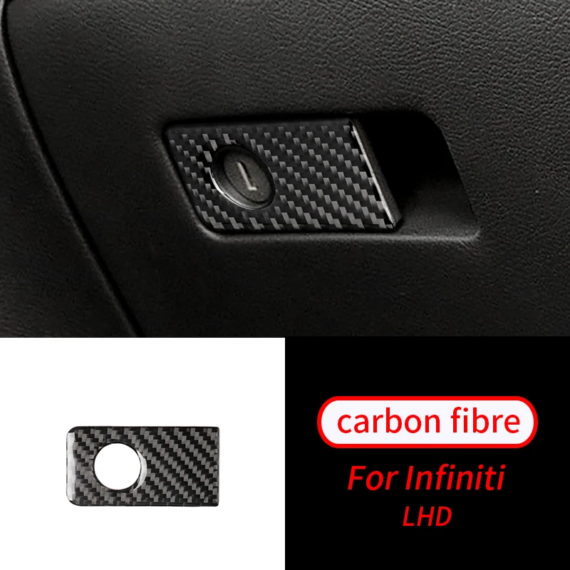 

For Infiniti Q50 Q60 2013-2020 1PCS Real Carbon Fiber Console Glove Box Button Cover Trim Car Interior Accessories
