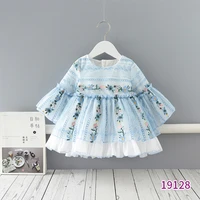childrens clothing 2022 spring and autumn new light blue floral dress cute embroidered long sleeved princess skirt