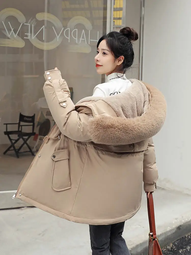 PinkyIsBlack 2022 New Women's Winter Jacket Hooded Short Thick Warm Cotton Padded Jackets Parkas Woman Candy Color Winter Coat