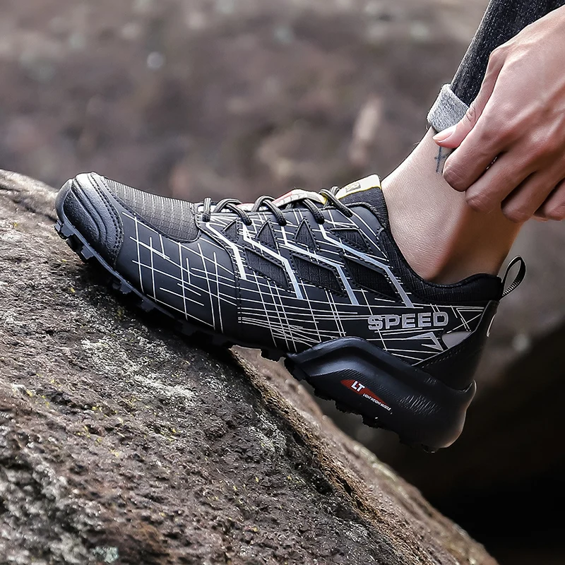 JIEMIAO Men Sneakers Outdoor Trail Running Shoes Non-Slip Camping Hunting Boots Breathable Tactical Training Trekking Shoes