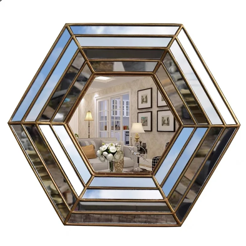 

European Hexagon Resin Mirror Living Room Decoration