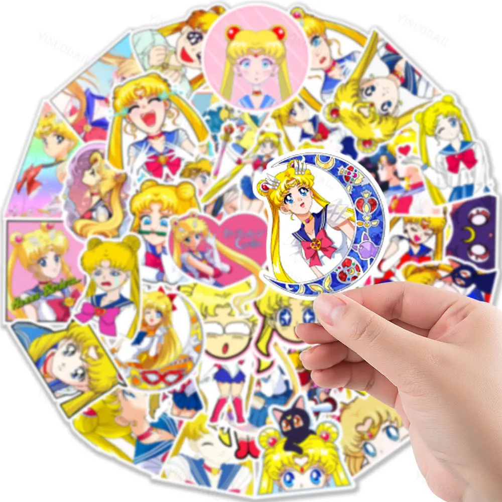 

100pcs Anime Kawaii SAILOR MOON Stickers Girls Waterproof Graffiti Guitar Luggage Fridge Diary Cute Stickers for Kids Toy