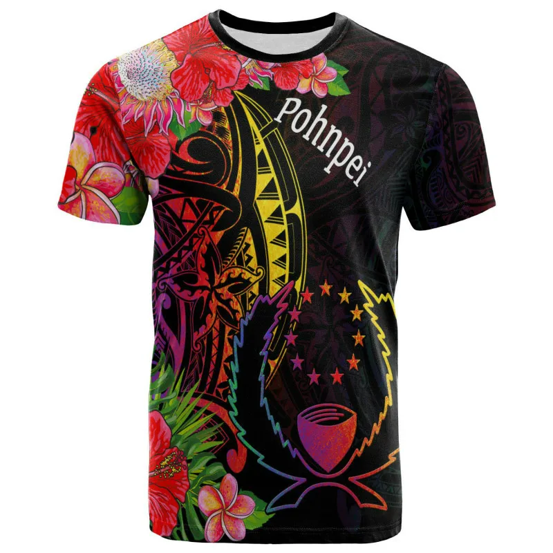 

Men's and Women's Casual Short-sleeved Retro Tribal Island 3D Printing Streetwear Polynesian Tattoo Culture Element T-shirt top