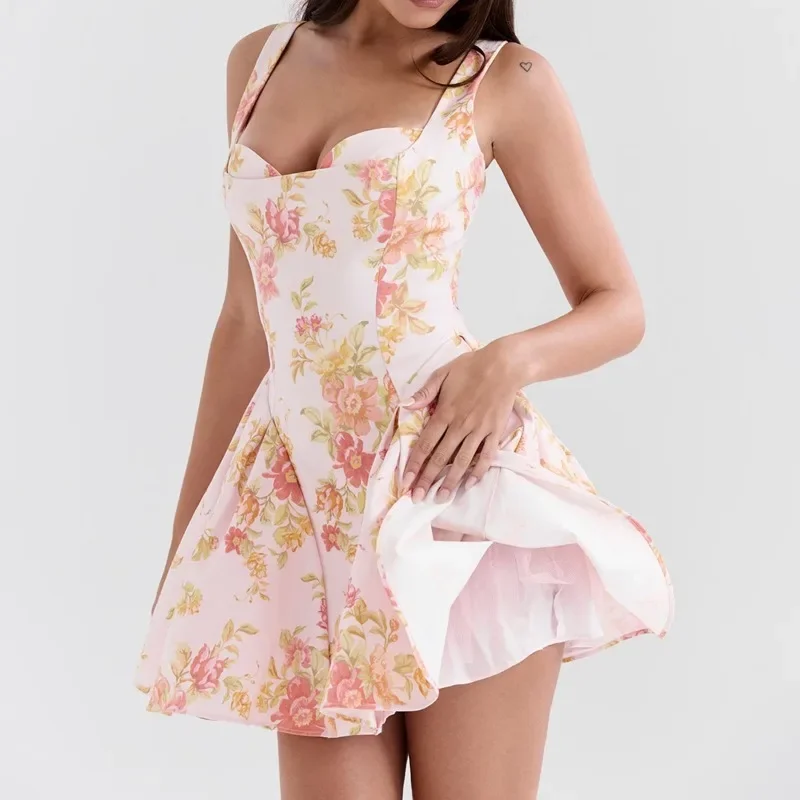 Talenza мини-платье с открытой спиной и высокой талией летнее женское сексуальное