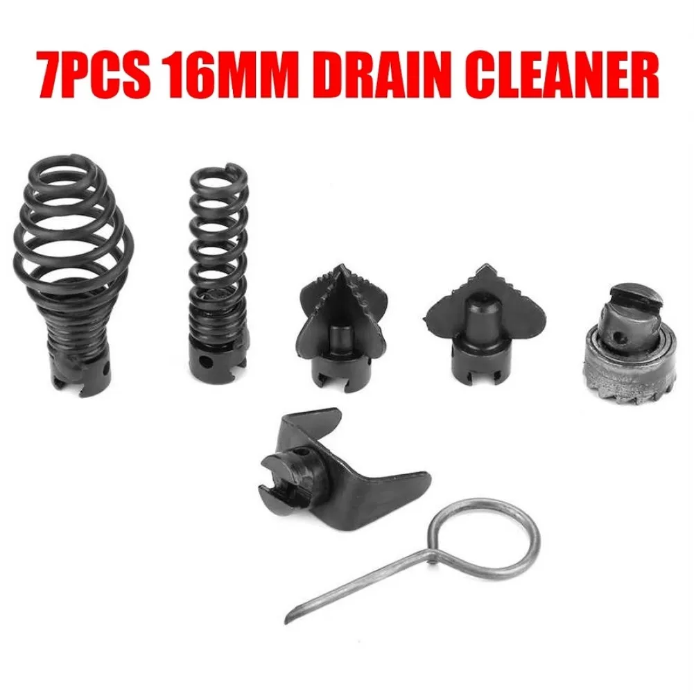 

7Pcs Drain Cleaner Cutter Set 16mm Dredging Tools Combination Spring Cutter Head For Dredging Machine Hand Tool