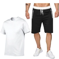 mens premium sportswear suit short sleeve breathable cotton t shirt shorts fitness basketball training suit