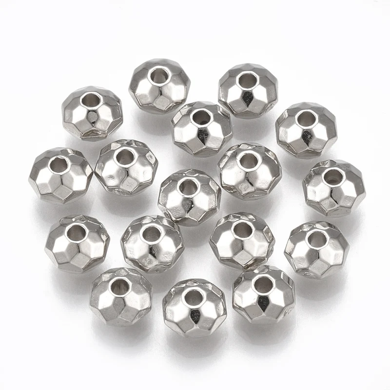 

500g CCB Plastic Beads Faceted Rondelle Platinum 6x4mm Hole: 1.5mm about 6510pcs/500g