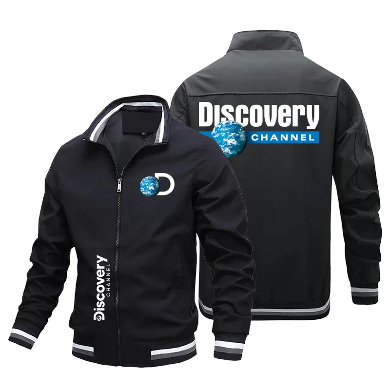 

New men's Discovery Channel sitcom micro-print jacket zipper baseball jacket windproof waterproof casual fashion sports jacket