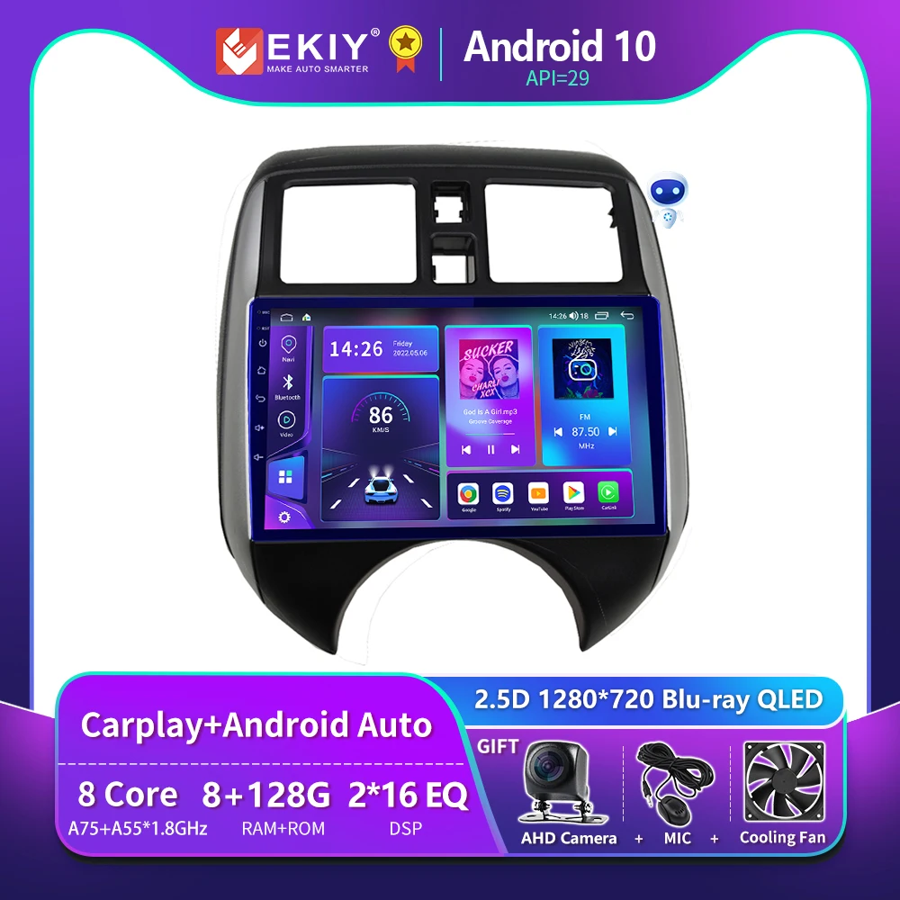 EKIY T900 Car Radio Apple CarPlay Screen Android For NISSAN VERSA NOTE 2014-2016 Smart Multimedia Player GPS Navigation Stereo