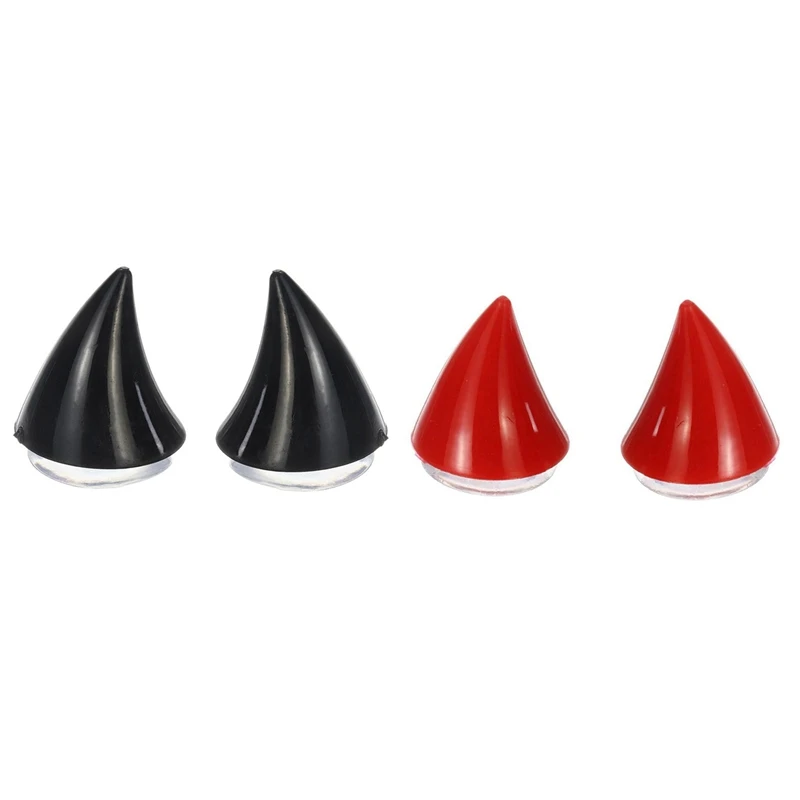 

4X Motorcycle Helmet Corner Horn Decoration Accessories Resilient Suction Cup Soft Horn Decoration Headwear, Black & Red
