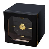LUXFO Multilayer Cigar Humidor With Humidifier And Hygrometer, Moisturizing Cedar Wood Cabinet, High-Capacity Cigar Case (Black)