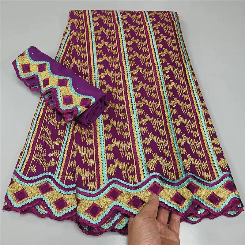 

7 Yard With Scarf Dry Lace Embroidery African 100% Cotton Fabrics Swiss Voile Lace Dubai Style For Clothes Material Wedding Part
