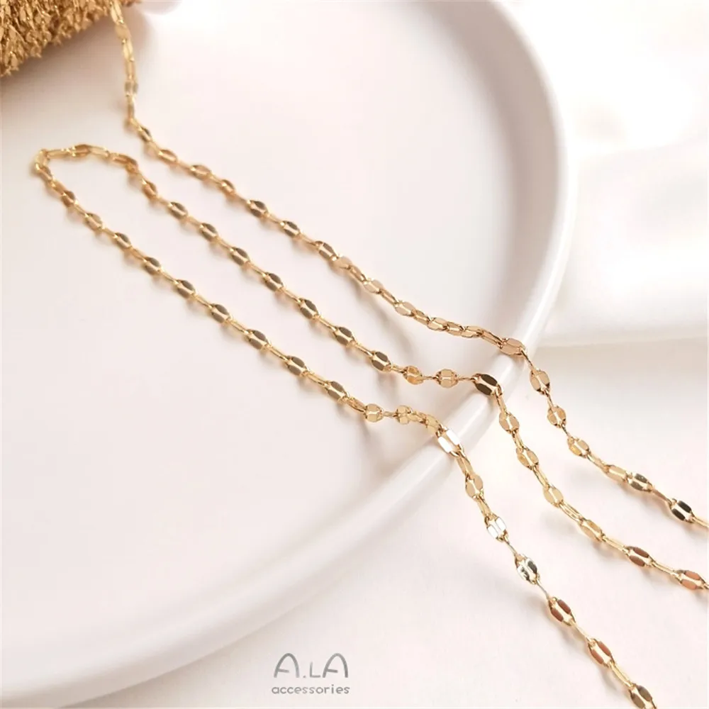 Купи 14K gold lip chain Korean version of the shiny double lip chain diy jewelry handmade necklace accessories loose chain за 84 рублей в магазине AliExpress