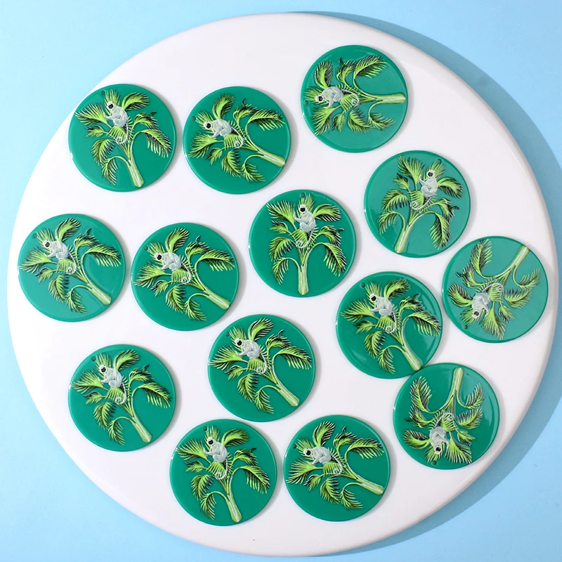 5pcs 40x40mm Monkey Banana Tree Print Charms Pendant for Earring Necklace Acylic Animal Plant DIY Jewelry Making Accessories