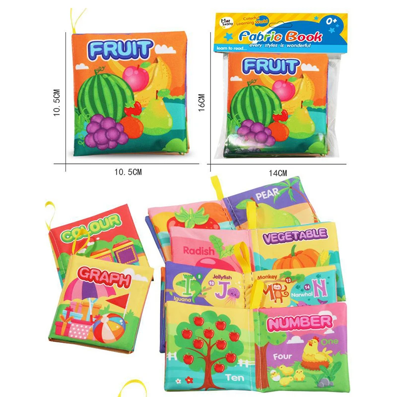 

Baby Cloth Book Rattle Soft Shower Book Early Learning Educational Baby Toys montessori zabawki dla dzieci
