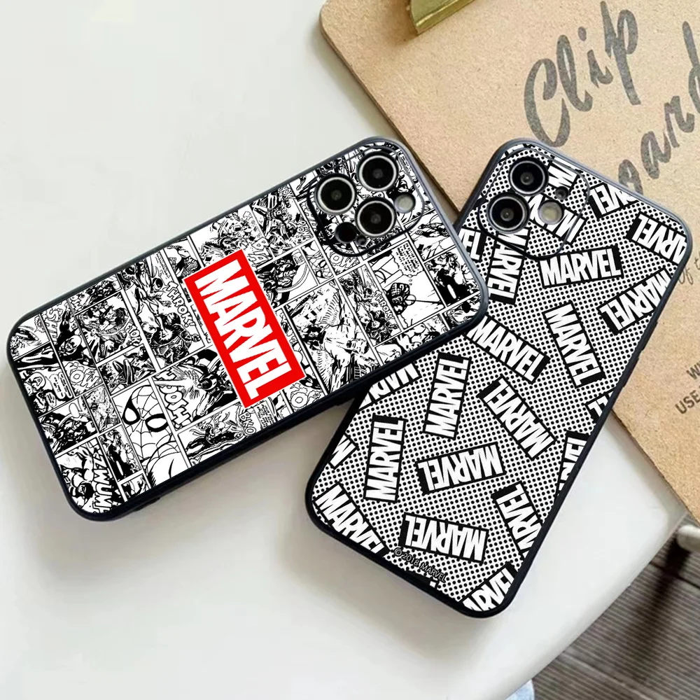 

Marvel Cartoon Comics Logo Phone Case For iPhone 11 12 13 14 Pro Mini X XR XS Max 6 7 8 14 Plus SE 2020 Silicon Back Cover Funda