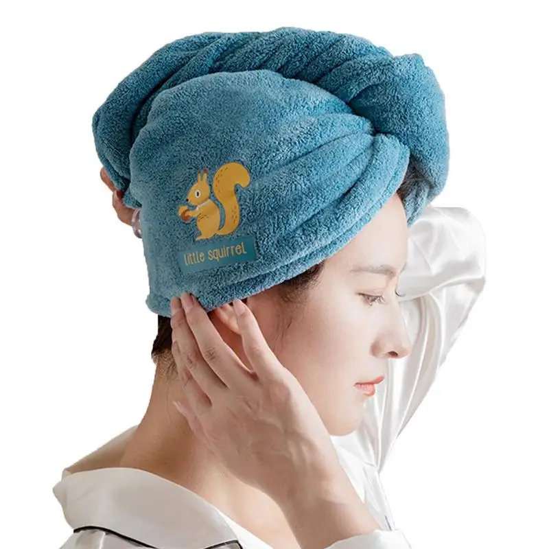 

Полотенце для волос с пуговицами, плотное полотенце для сушки волос с принтом животных, быстросохнущее впитывающее полотенце для сушки вол...