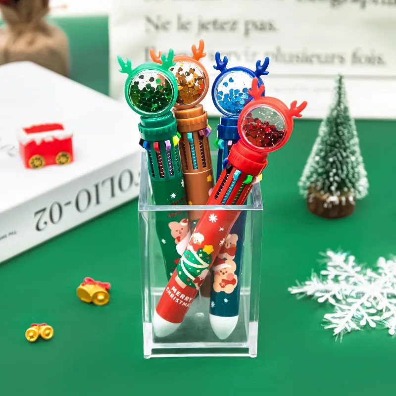 

5pcs 10Color Pen Santa Claus Xmas Tree Deer Ballpoint Pen Merry Christmas Gifts Stationery Writing Tool Office School Supply
